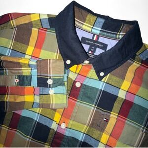 Tommy Hilfiger Mens Classic Fit Long Sleeve Plaid Button Down Shirt MED Preppy‎